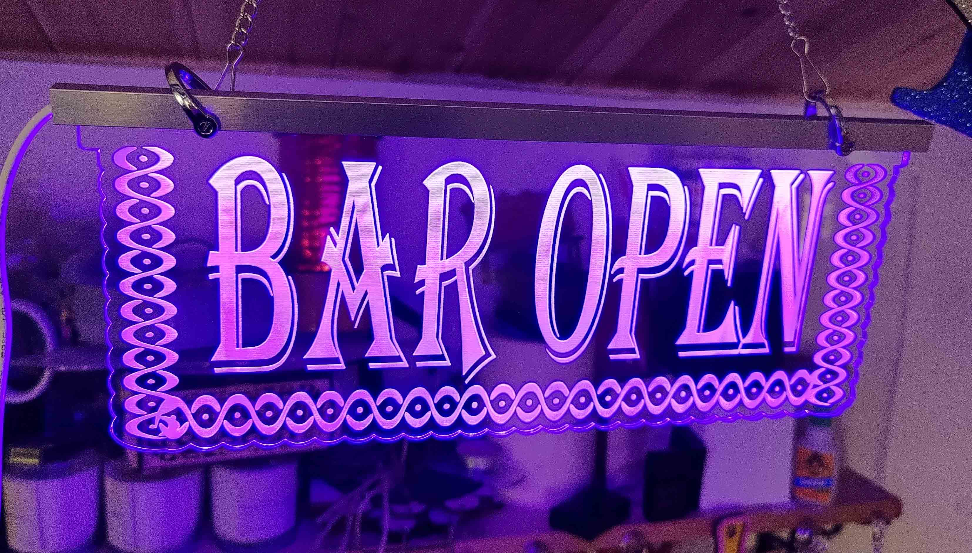 Bar open led sign mancave or home bar